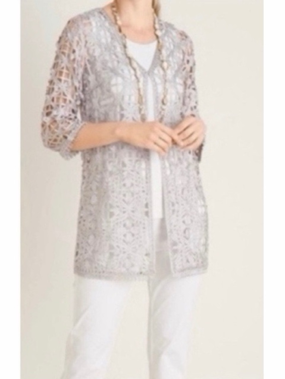 Chico’s Travelers Open Weave Soutache Jacket‎